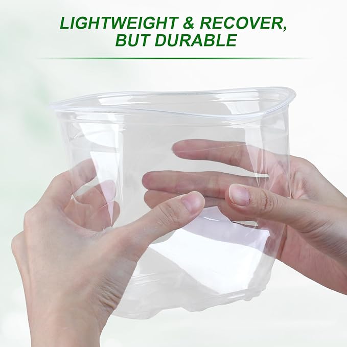 RAOOKIF 50 Pack Clear Nursery Pots Variety Pack, 7/6/5/4/3.5 Inch Clear Nursery Pot for Plants, Plastic Plant Pots with Drainage Holes, Garden Pots for Flower Seedling, Cuttings, Transplanting