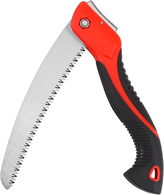 8 Inch Heavy Duty Pruning Saw, Folding Hand Saw with SK5 Curved Blade, Triple-cut Razor Teeth Used for Trees Wood Cutting Camping Gardening Work, Hiking, Landscaping, Tree Trimming