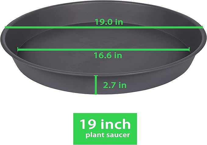 4 Pack of 18 19 inch Plant Saucer Round, Deep Plant Saucers for Pots, Heavy Duty Plastic Plant Drip Tray for Indoors Outdoor, Bird Bath Bowls, Plant Trays for Planter 17-20" (19 inch, Cement)