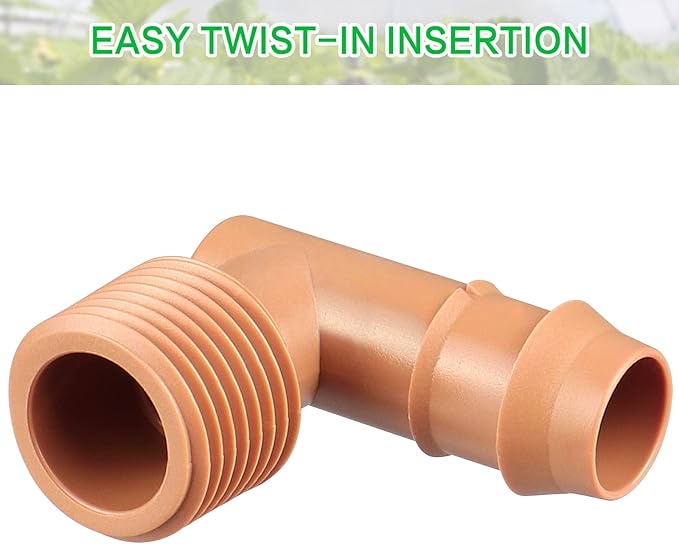 1/2 Inch Threaded Drip Irrigation Male Adapter：Drip Irrigation Universal PVC Adapter 1/2" Male Pipe Thread (MPT) x 1/2" Barb Elbow Swing Pipe Irrigation Fittings (10 Pack)