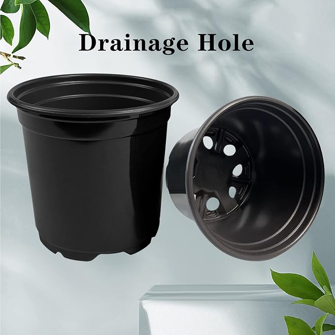 RAOOKIF 45 Pack 5 6 7 Inch Nursery Pots Variety Pack, Plastic Nursery Pot with Drainage Holes, Seed Starting Pots for Flower Seedling, Cuttings, Transplanting (5+6+7 Inch,45pcs)