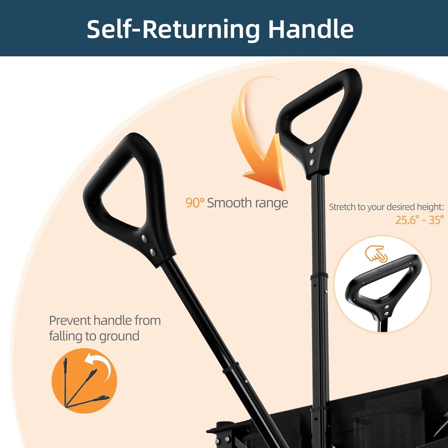 Favoyard Collapsible Wagon Carts with Extended Tailgate, Foldable 130L & 330LBS Portable Folding Wagons with All - Terrain Wheels & Drink Holders for Shopping, Garden, Camping & Beach, Black