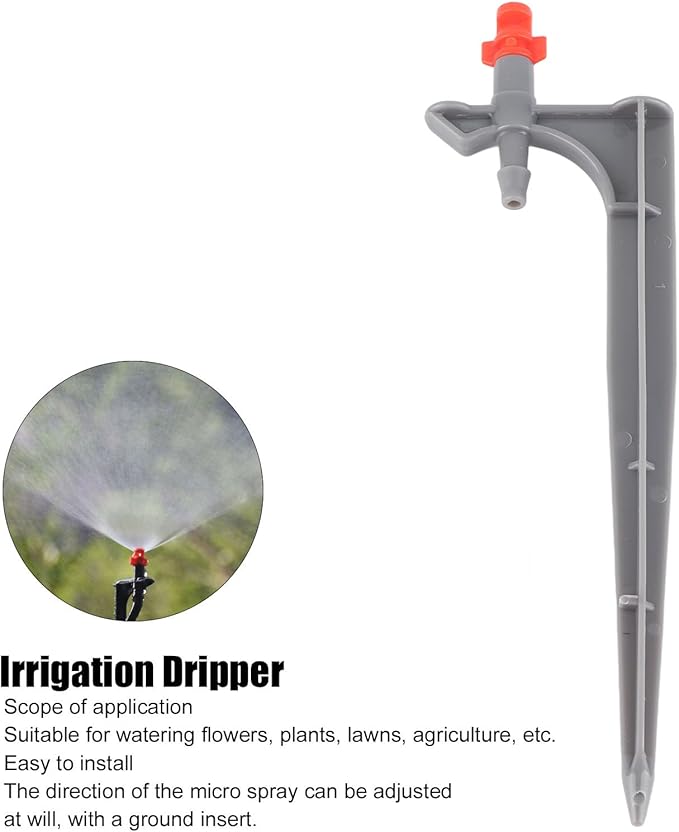 Garden Irrigation System, 20Pcs/Bag Irrigation Dripper with Ground Insert Fruit Tree Drip Irrigation Emitters for for 1/4" Drip Irrigation Tubing(360 Degree with Plunger)