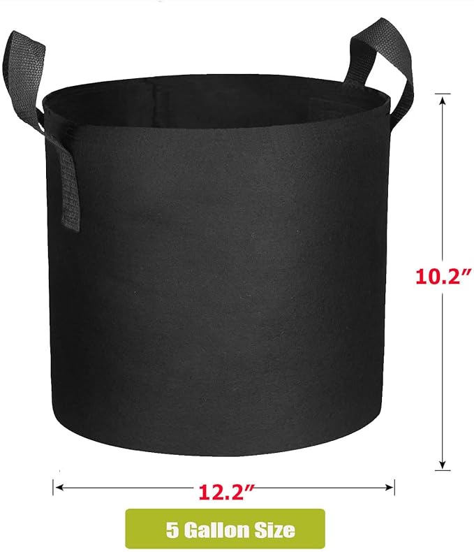 24-Pack 5 Gallon Grow Bags, Heavy Duty Thickened Non-Woven Plant Fabric Pots with Reinforced Handles