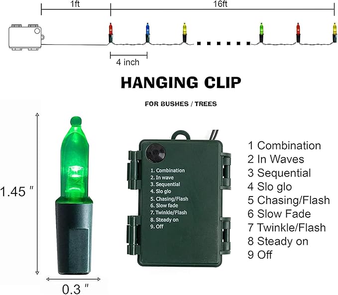 Dazzle Bright Battery Operated Christmas Lights, 2 Pack Total 32Feet 100LED Clear Mini String Lights Waterproof with 8 Modes for Xmas Indoor Outdoor Yard Holiday Wedding Decorations (Multi Color)