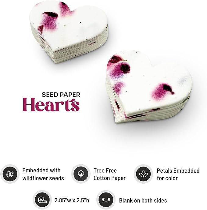 50 pcs Large Magenta Hearts – Plantable Seed Paper for Weddings, Gifts, and Life Events (#19s)