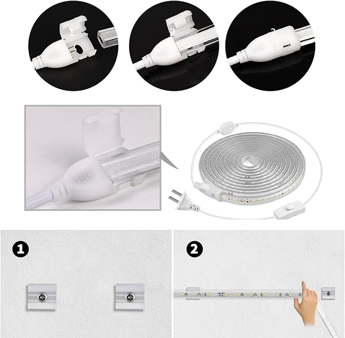 Super Bright Outdoor LED Strip Lights, AC 110V 3500K Flexible LED Rope Lights Waterproof 600 LEDs 16.4ft LED Light Strip for Garden Patio Cabinet Bedroom Indoor Outdoor Decoration (16.4FT,Warm White)