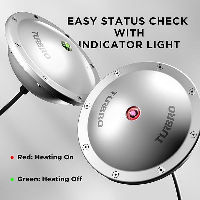 TURBRO Pond De-icer, Floating Pond Heater with 32.8 ft. UL Approved Cord, Full Stainless Steel Casing, GFCI Leakage Protection Plug, for Outdoor Ponds with Fish, 400 Watts, PD400A, Silver