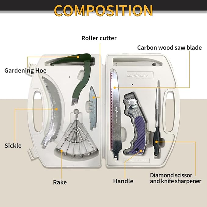 Garden Tool Set, Stainless Steel Heavy Duty Gardening Tool Set, with One Touch Safety Locking, Storage Case, Outdoor Hand Tools, Ideal Garden Tool Kit Gifts for Women and Men