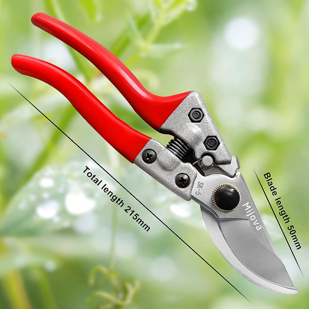 Gardening Scissors, Precision Pruning shears for Branches Shrubs and Vines, High-Carbon SK5 Steel Stays Sharp Longer for Clean Cuts that Promote Plant Health (Gardening Scissors)