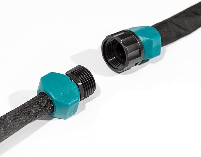 LINEX Flat Soaker Hose 30 ft for Garden Beds, 1/2'' x 15 ft 2 Pack Drip Hoses Irrigation Sprinkler Heavy Duty Save Water 80% for Vegetable