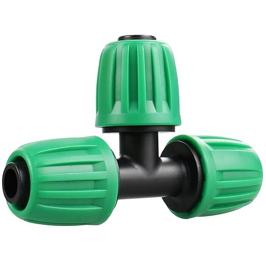 Drip Irrigation 1/2" Tee Fittings：1/2 Inch Drip Line Lock Barbed Tee Connectors for 1/2 Drip Irrigation Tubing (1/2" ID x 0.640" OD) Anti-Drop Three Way Drip Irrigation Parts (12 Pieces)
