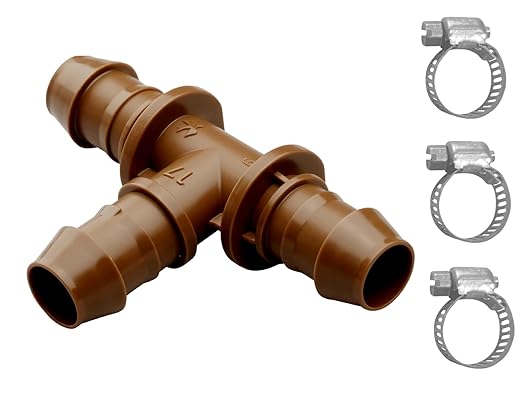 LECTO Universal 5/8", 1/2", .700" Drip Line Repair Kit – Tee, 3