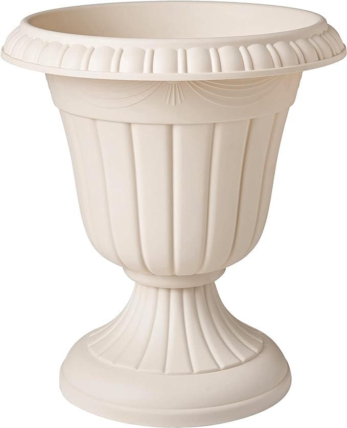 PL10BG Classic Traditional Plastic Urn Planter Indoor/Outdoor 15" x 13", Beige