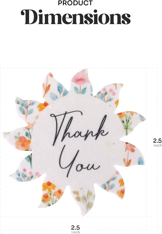 12pcs Thank You Tags Seed Paper – Plantable Wildflower Packets for Weddings, Gifts, & Life Events (12 Flower Assorted)