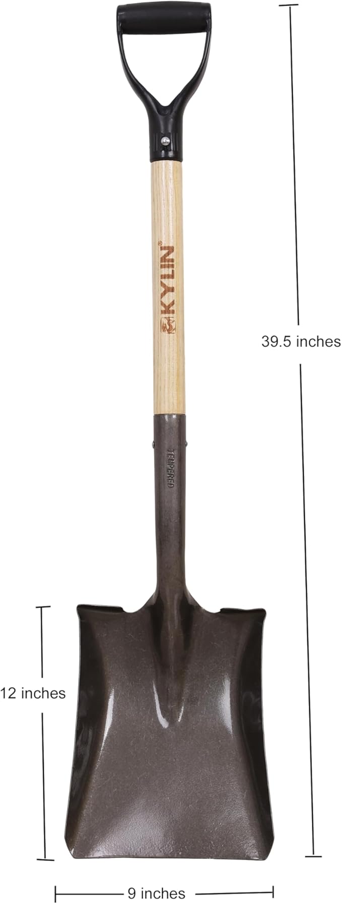 Kylin Shovel Set Garden Digging Shovels Combo Square Flat Roud Point Shovel with Long North Hard Wood D-Grip Handle Yard Tools Set