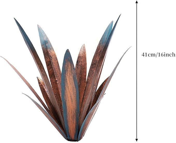 Jesokiibo 2pcs Tequila Rustic Sculpture DIY Metal Agave Plant Home Decor Rustic Hand Painted Metal Agave Garden Ornaments Outdoor Decor Figurines Home Yard Decorations Stakes Lawn Ornaments…