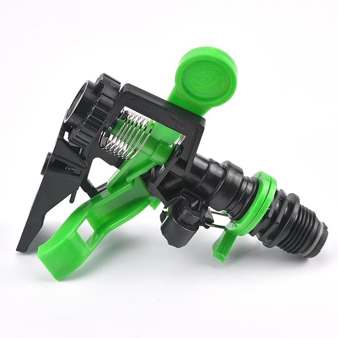 Gardening Watering System Tools, 1/2 Inch Garden Lawn Spray Irrigation Nozzle, Internal Threaded Rocker Arm Sprinkler 360 Degree Automatic Rotation Adjustment Nozzle (Green)