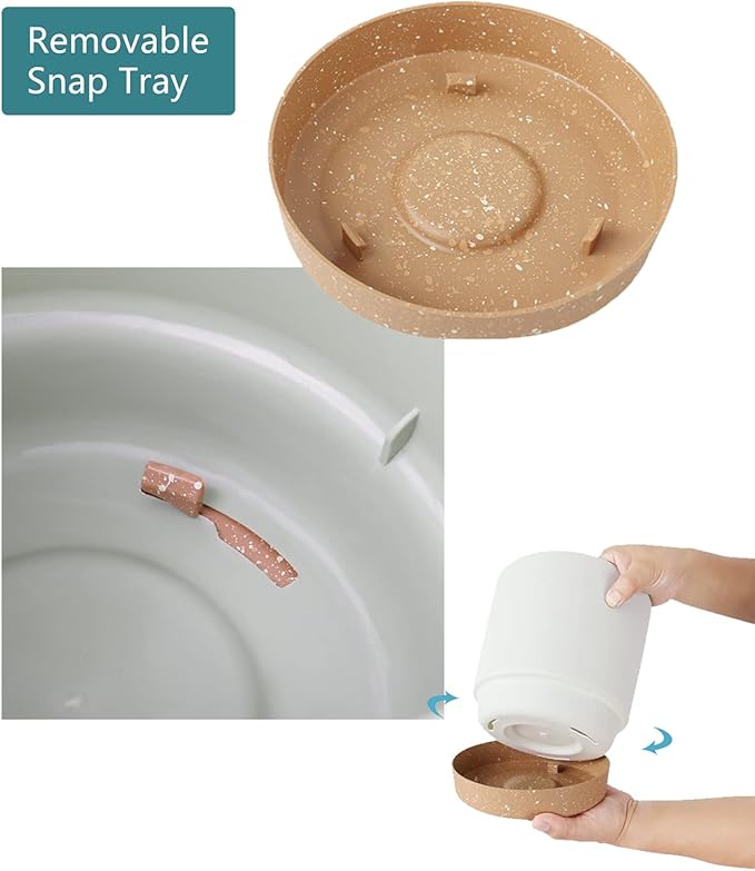 kubvici Indoor Plant Pots Planters 8 inch Plastic Planter with Hole & Saucer Flower Pots Modern Decorative for Outdoor Garden Home (White x 3 Pack)