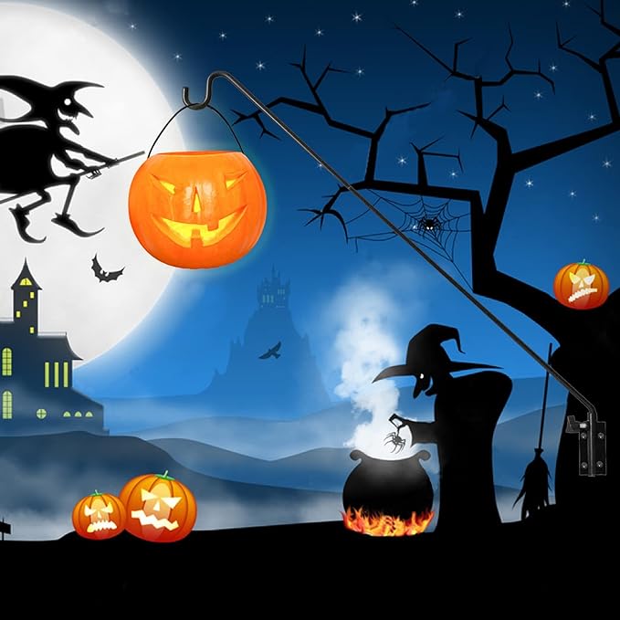 MIXXIDEA Heavy Duty Extended Reach Wall Mounted Deck Hook Wall Pole, Wall Bracket Direction and Length Adjustable Plant Bracket for Bird Feeders, Planters, Suet Baskets, Lanterns, Wind Chimes,Black