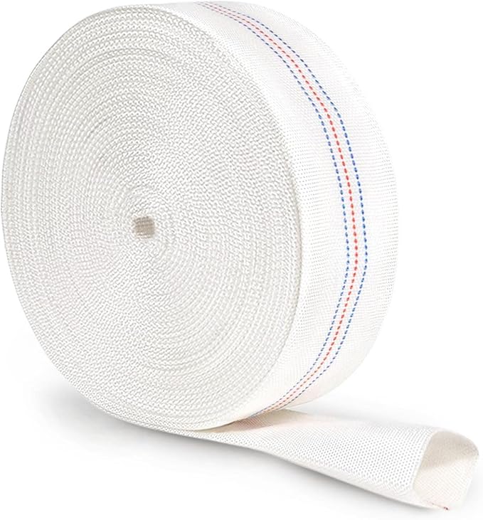 Foresee 1.50 in x 100 ft Backwash Discharge Hose Heavy Duty Reinforced, PVC Lay-Flat Fire Hose (White) with Dual Clamps, for Swimming Pool Pipe, Pump, Water Transfer, Garden Irrigation