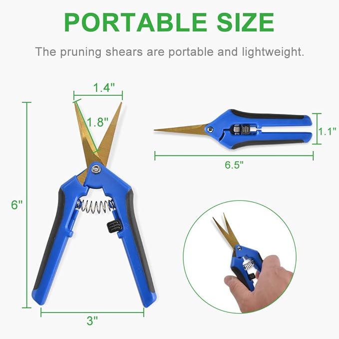GROWNEER 6 Packs 6.5 Inch Pruning Shears with Curved Blades Trimming Scissors For Gardening Hand Pruning Snips Titanium Coated Precision Blades