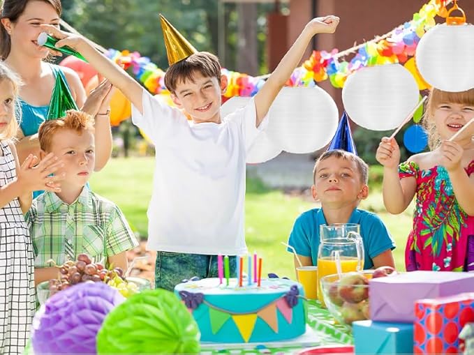 KNONEW 10 Pack White Outdoor Silk Lanterns Decorative, 10inch Waterprooof Outside Indoor Chinese Hanging Round Lanterns for Weddings, Birthdays, Parties Decoration (White)