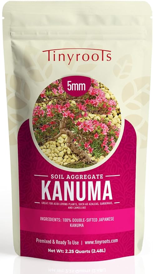 Kanuma Bonsai Soil by Tinyroots- 2 Quarts, Used with Acid Loving Bonsai Trees, Camellias, Gardenias, Azaleas, 5 Millimeter