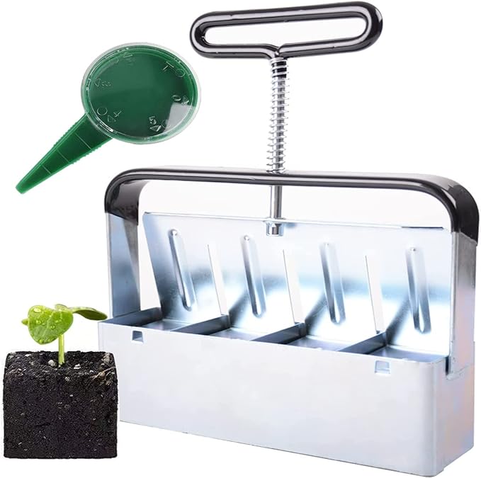 Hand-held Soil Blocker 4pcs 2 Inch Seed Block Makers at a Time, for Seed Start Garden Soil Potting Soil for Outdoor Plants (7.7in*2in)