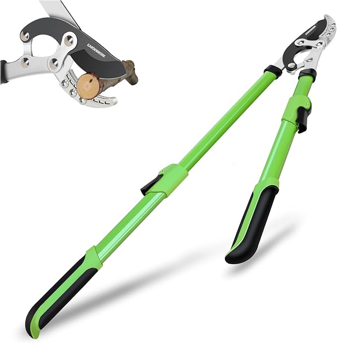 28-37" Extendable Anvil Loppers for Tree Trimming Heavy Duty with Compound Action,Chops Thick Branch Ease with 2" Clean Cut Capacity,Telescopic Branch Cutter with SK5 Sharp Blade