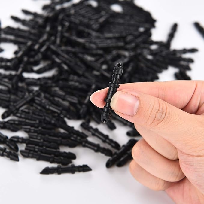 Mudder 300 Pieces Drip Irrigation Fittings 1/4 Inch Single Barbed Coupling Connectors Barbed Drip Tubing Irrigation Coupler for Sprinkler System Garden Lawn Greenhouse Patio Farm