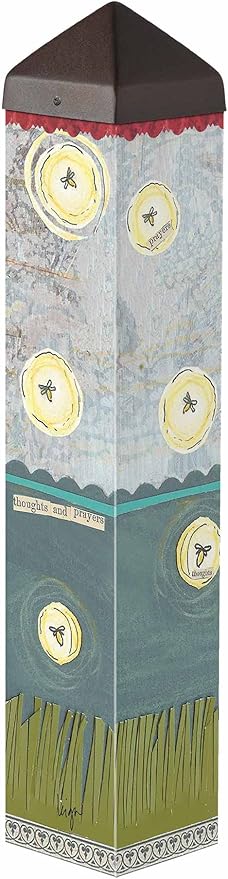 Studio M Art Pole, PVC Weather Resistant Pole with Vinyl Bowl 20 inches Tall Outdoor Decoration for Gardens, Patios, Yards, Landscaping and Birding Accessories, The Light Remains