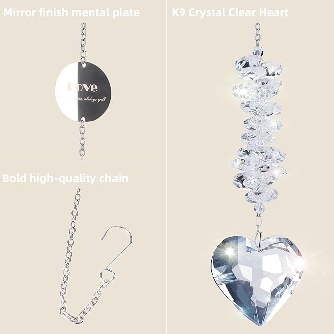 Sympathy Gifts for Loss of Loved One, Unique Memorial Gifts, Bereavement Gift Ideas for Loss of Mom Dad Son, Crystal Ball Sun Catchers Indoor Window, Christmas Decor, 45mm Heart Sun Catchers