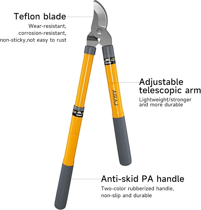 AIRAJ 16-24'' Extendable Loppers for Tree Trimming | Branch Cutter with 1.5“ Cutting Capacity | Loppers for Gardening | Tree Trimmers Long Handle Pruner | Tree Pruner | Branch Trimmer