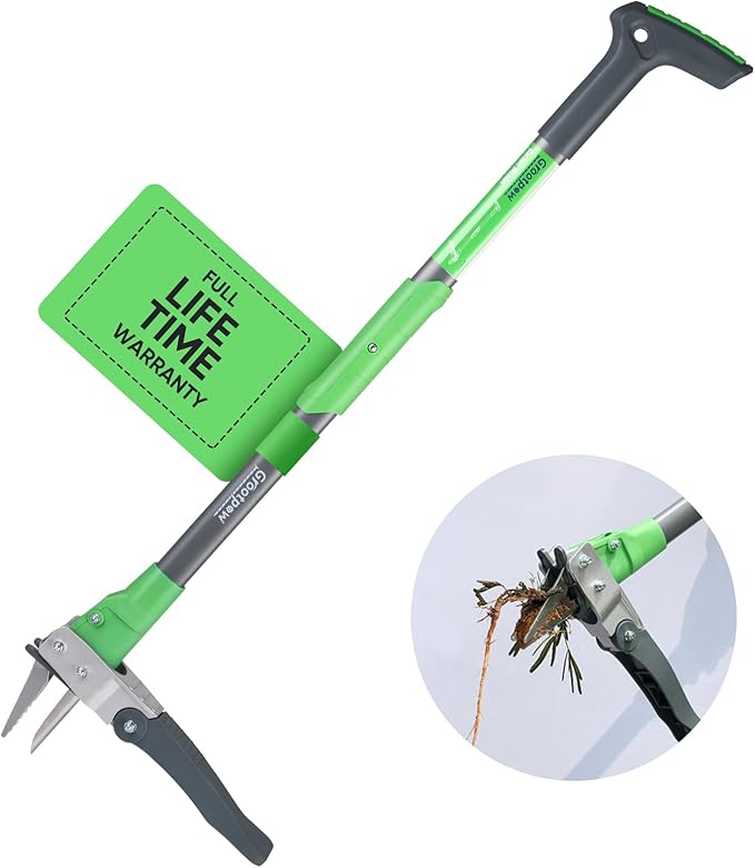 WP5 Weed Puller Tool, Stand Up Dandelion Weeder with 40" Handle, 3 Claws & Fiberglass Foot Pedal, Weeding Tool Made with Cast-Iron, Easily Remove Weeds Without Bending or Kneeling