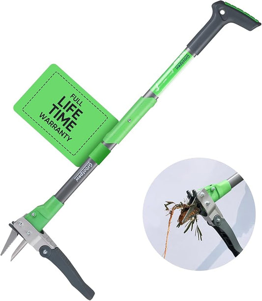 WP5 Weed Puller Tool, Stand Up Dandelion Weeder with 40" Handle, 3 Claws & Fiberglass Foot Pedal, Weeding Tool Made with Cast-Iron, Easily Remove Weeds Without Bending or Kneeling
