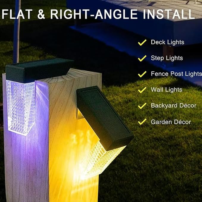 [4-pack] Outdoor solar lights, waterproof induction stair step lights, IP65 waterproof, automatically light up at dark, suitable for stairs, garden fences, flower bed decorations and terraces