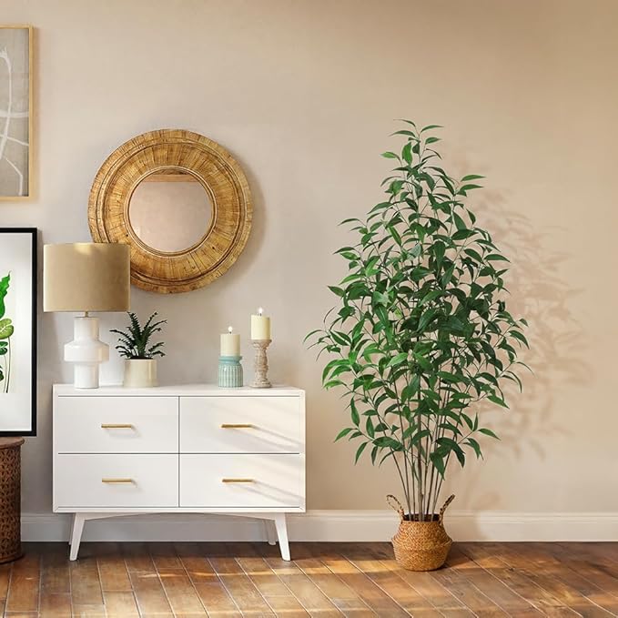 Artificial Eucalyptus Tree,6Ft Tree Fake Plant in Pot for Home and Office Decor,Potted Faux Plants Tall Artificial Trees for Indoor,Outdoor,Lifelike Home Decoration 2Pack,Green