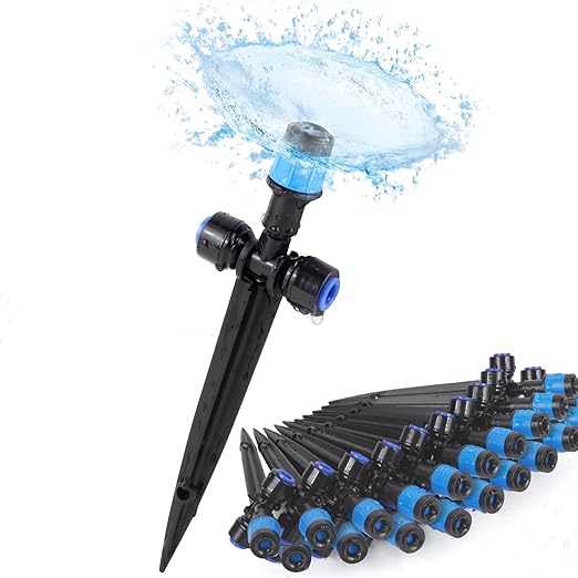 21PCS Adjustable Drip Irrigation Emitters(Fan-Shaped) Kit-Quick Connect for 1/4" Tubing, Dual Adjustment System-Easy to Install Drippers for Precise Garden Watering of Vegetables,Shrubs&Flowers