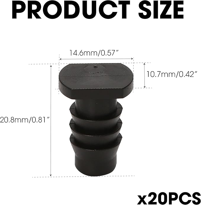 20pcs Irrigation End Cap Tubing Drip Plug Fittings, 3/8 Soaker Hose ID Barbed Parts for Line Goof Connector Garden System, Bore Capillary Tube Sealing Pipe 3/8'' Diameter Tools