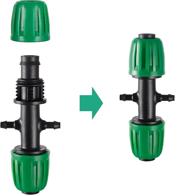 1/2 inch Tubing (1/2" ID x0.6-0.63" OD) 16mm to 1/4 inch Irrigation Tube Anti-Drop Barbed Hose Fittings (Fits 13mm ID / 4mm ID) (1/2 to 1/4 inch Four-Way)