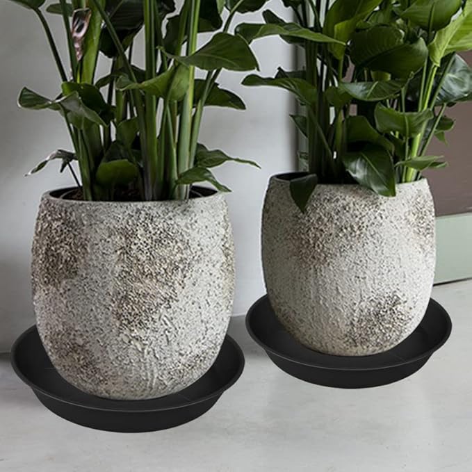 3 Pack of 25 26 inch Plant Saucer (22.7 Inch Base), 4.2" Depth, Large Deep Heavy Duty Plastic Flower Planter Water Trays for Indoors Outdoor, Plant Potted Bowl, Plant Drip Trays (26", Black)