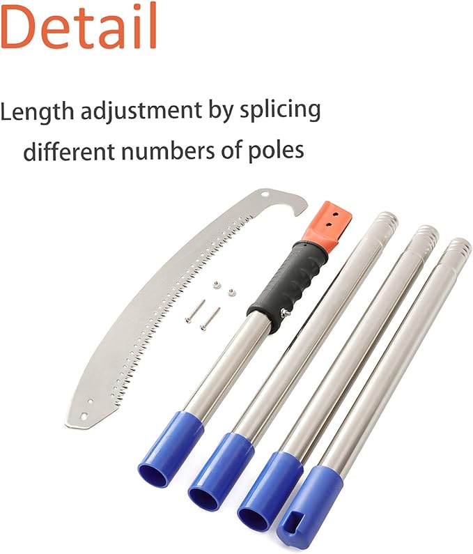 HOSKO 14FT Pole Saw for Tree Trimming, Long Extension Pruning Saw, Blade Tree Trimmer Pole, Manual Pole Cutter for, Yard Garden and Patios Trees Branches Cutting