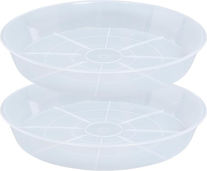 2 Pack Plant Saucer Drip Tray 22 inch, Large Heavy Sturdy Plastic Planter Flower Pot Saucers for Indoor Outdoor Garden, Plant Water Drip Trays for pots (22" 2Pack, Clear)
