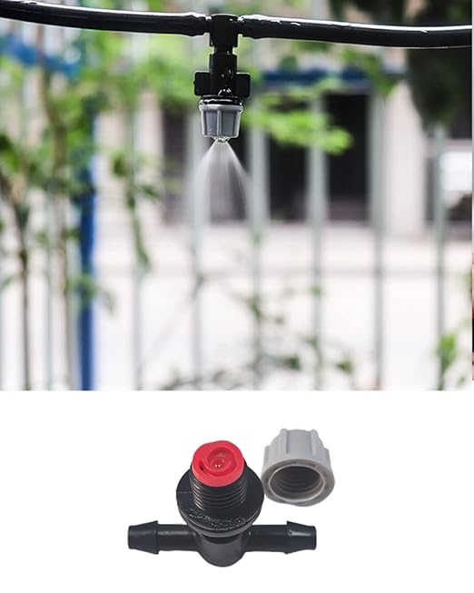 50pcs Micro Spray Irrigation Drippers,Three-Way Integrated Atomizing Nozzle, Patio Cooling Garden Greenhouse Drip Irrigation System Kit Parts Emitters for 1/4" Irrigation Tubing