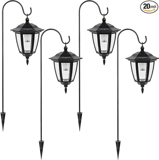Viewsun 34 Inch Hanging Solar Lights, Shepherd Hook Lights with 2 Shepherd Hooks Waterproof Outdoor Decorative Solar Lantern Lights for Garden Decor, Patio, Backyard, Pathway, 4 Pack