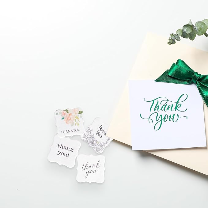 20pcs Thank You Tags Seed Paper – Plantable Wildflower Packets for Weddings, Gifts, & Life Events (20 Square Assorted)
