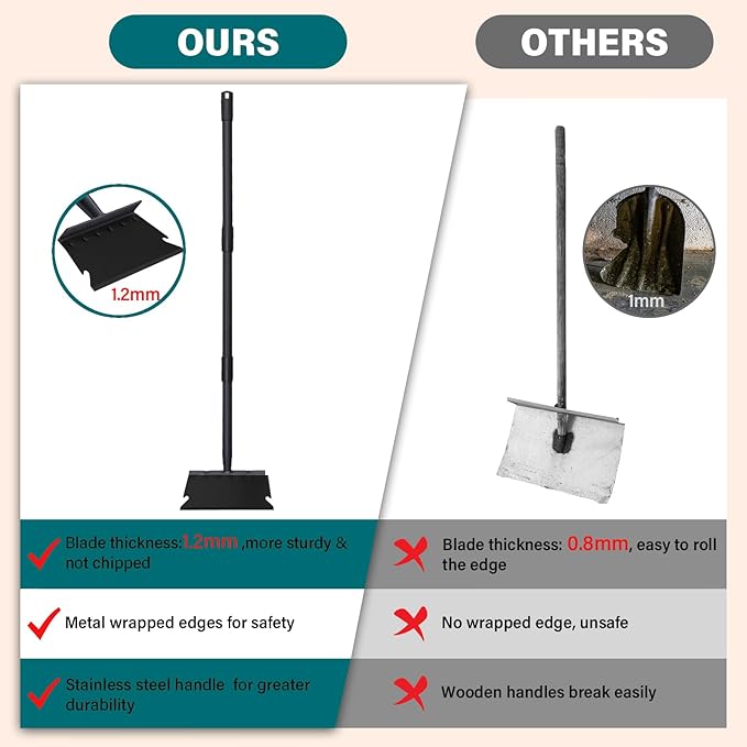 Garden Shovel, Snow Shovel, Ice Scraper, Multifunctional Cleaning Shovel with 59" Adjustable Handle Heavy Duty Garden Tool Cleaning Shovel for Lawn Edging, Scraping, Weed and Ice Removal