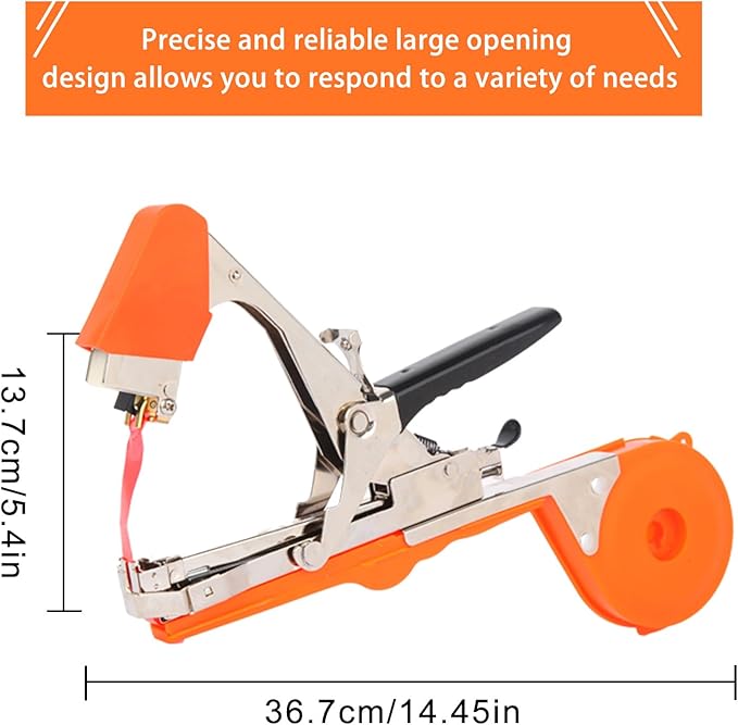 Plant Tying Machine to Tie Up Vine Quickly with 20 Rolls of Tapes+10000pcs Staples for Gardeners Farmers Gardening Tying Tool(Orange)