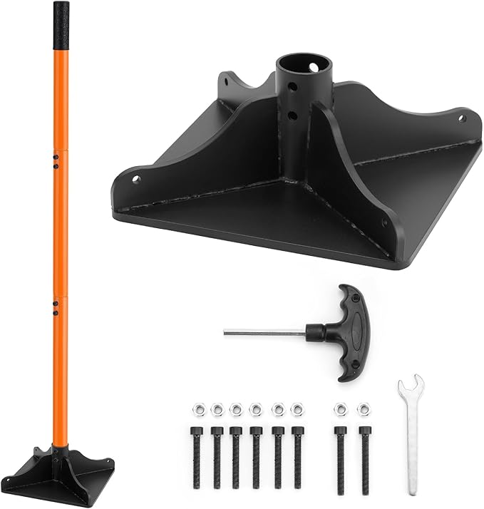Suranew Soil Tamper Tool with 56 inch Handle 8"x8" Garden Heavy Duty Ideal Tool for Ground and Garden Compaction